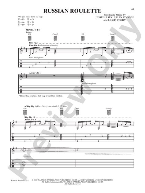 Russian Roulette Guitar Chords .